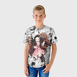 Футболка детская Незуко Камадо на манге, цвет: 3D-принт — фото 2