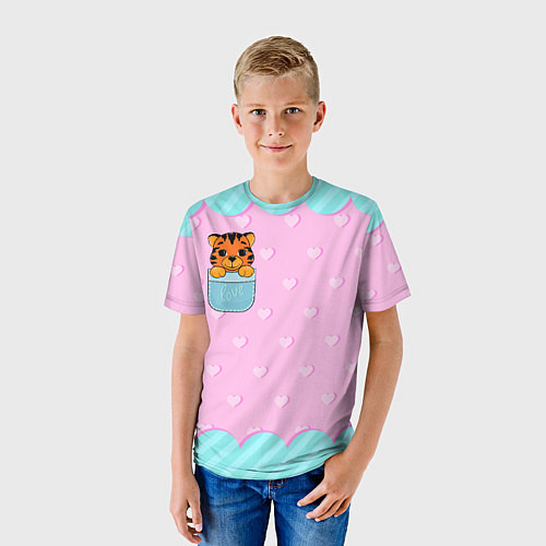Детская футболка Маленький тигр в кармане / 3D-принт – фото 3