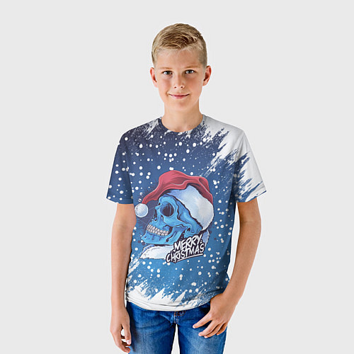 Детская футболка Merry Christmas Счастливого Рождества Skull / 3D-принт – фото 3