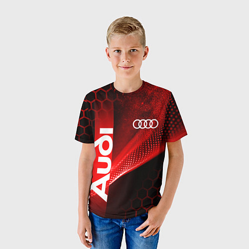 Детская футболка AUDI АУДИ SPORT СПОРТ RED AND BLACK / 3D-принт – фото 3