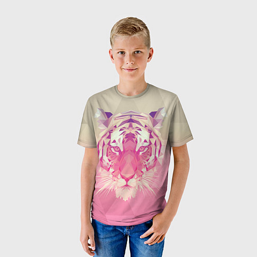Детская футболка Тигр лоу поли / 3D-принт – фото 3