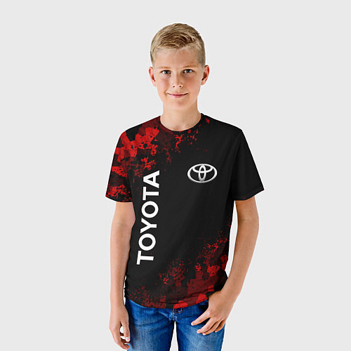 Детская футболка TOYOTA MILITARY PIXEL BLACK RED / 3D-принт – фото 3