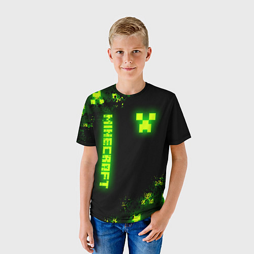 Детская футболка MINECRAFT NEON LOGO CREEPER / 3D-принт – фото 3