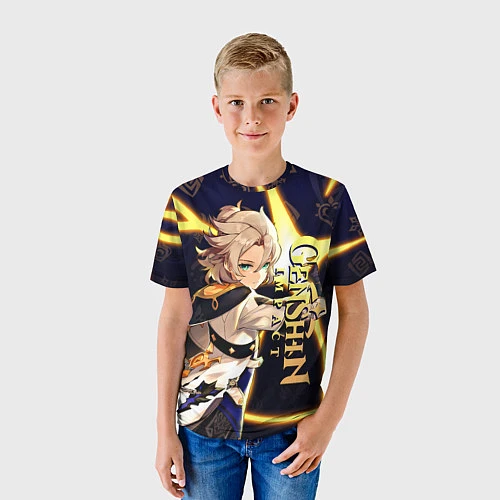 Детская футболка Альбедо - Геншин Импакт / 3D-принт – фото 3