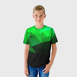 Футболка детская Изумрудный Зеленый Геометрия, цвет: 3D-принт — фото 2