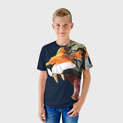 Детская футболка Пасть тигра в мозаике / 3D-принт – фото 3