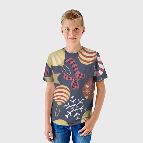 Детская футболка Елочные Игрушки Звезды / 3D-принт – фото 3