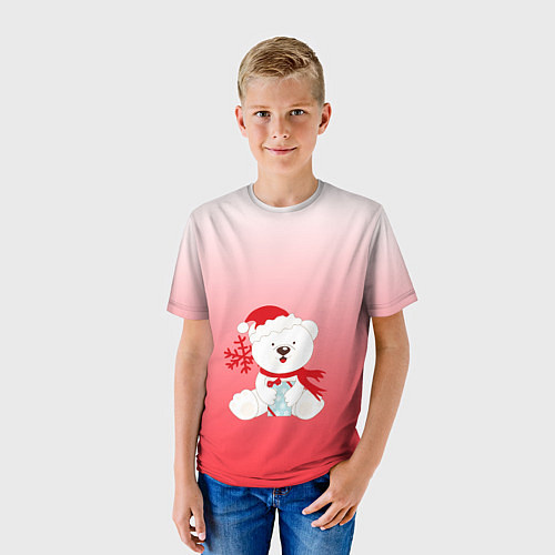 Детская футболка Белый мишка с подарком / 3D-принт – фото 3