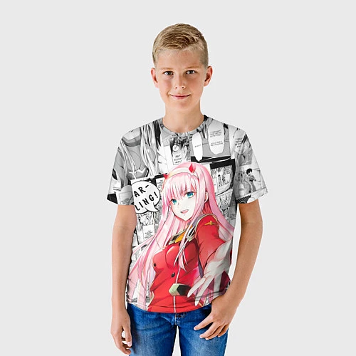 Детская футболка Zero Two Зеро ту на манге фрейм / 3D-принт – фото 3