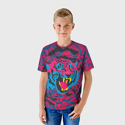 Детская футболка Тигр красочный / 3D-принт – фото 3