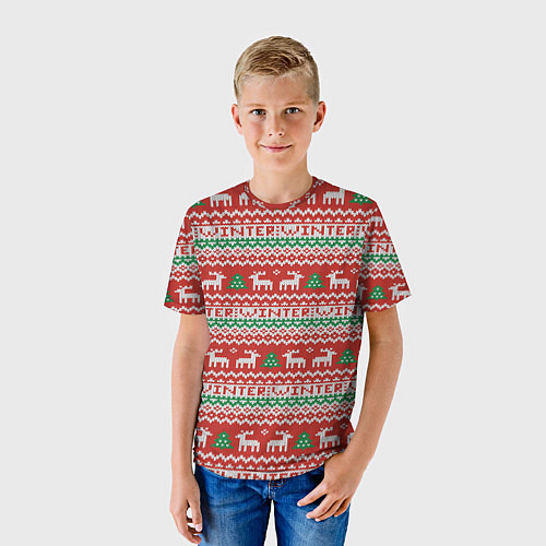 Детская футболка Deer Christmas Pattern / 3D-принт – фото 3