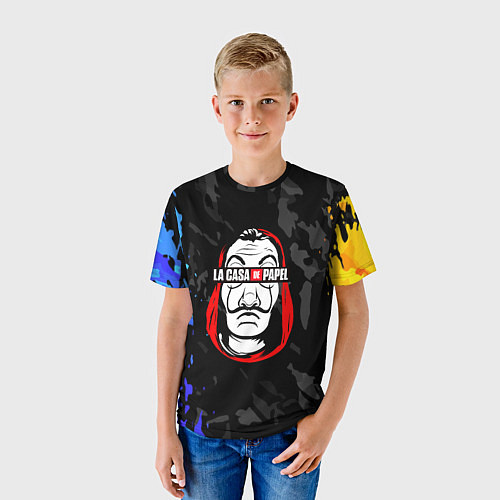 Детская футболка Бумажный дом Маска дали / 3D-принт – фото 3
