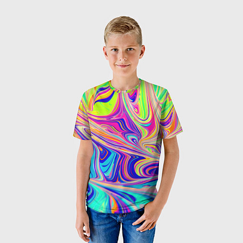 Детская футболка Аномально яркие цветные разводы / 3D-принт – фото 3