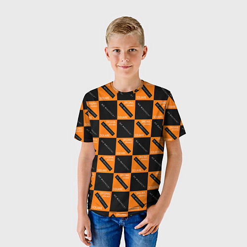 Детская футболка Black Orange Squares / 3D-принт – фото 3