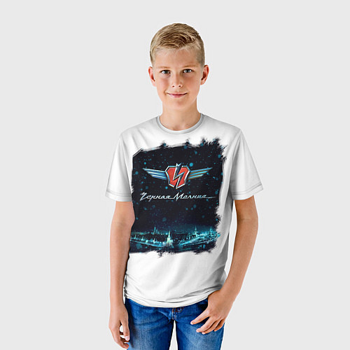 Детская футболка Черная Молния в небе Москвы / 3D-принт – фото 3
