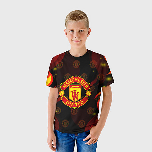 Детская футболка MANCHESTER UNITED FIRE STYLE SPORT ПЛАМЯ / 3D-принт – фото 3