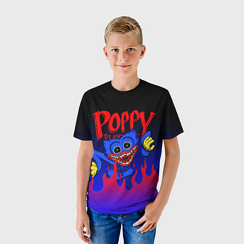 Детская футболка POPPY PLAYTIME ПОППИ ПЛЕЙТАЙМ ХАГГИ ВАГГИ FIRE / 3D-принт – фото 3