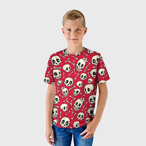 Детская футболка Черепа с сердечками в глазах / 3D-принт – фото 3
