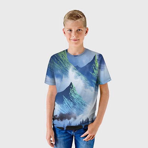 Детская футболка Поезд в горах / 3D-принт – фото 3
