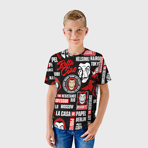 Детская футболка БУМАЖНЫЙ ДОМ ЛОГОБОМБИНГ LA CASA DE PAPEL / 3D-принт – фото 3