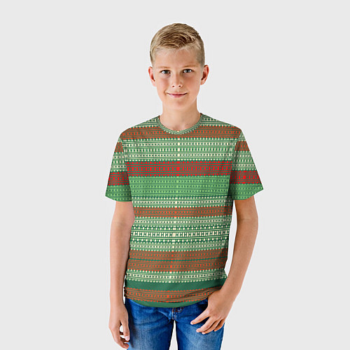 Детская футболка Полосатый узор из фигур / 3D-принт – фото 3