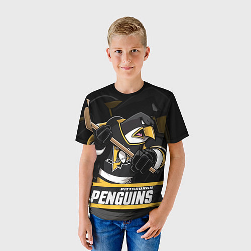 Детская футболка Питтсбург Пингвинз, Pittsburgh Penguins / 3D-принт – фото 3