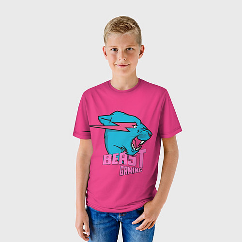 Детская футболка Mr Beast Gaming Full Print Pink edition / 3D-принт – фото 3