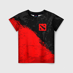 Футболка детская DOTA 2 RED LOGO, БРЫЗГИ КРАСОК, цвет: 3D-принт