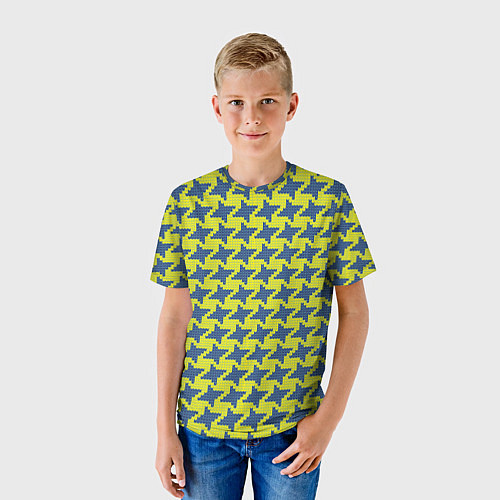 Детская футболка Сине-желтые гусиные лапки / 3D-принт – фото 3