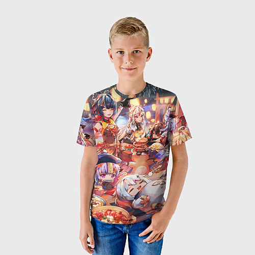 Детская футболка Новый год в геншин импакте все герои / 3D-принт – фото 3