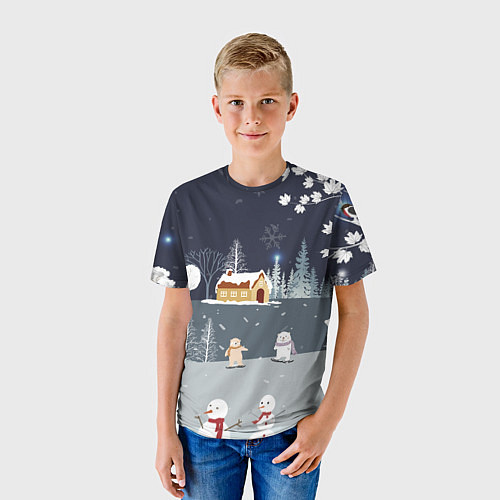 Детская футболка Снеговики и Мишки 2022 / 3D-принт – фото 3