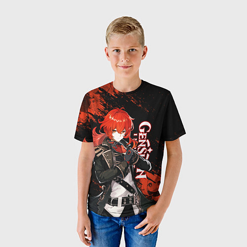 Детская футболка GENSHIN IMPACT ДИЛЮК DILUC / 3D-принт – фото 3