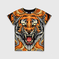 Футболка детская Символ года тигр в гневе, цвет: 3D-принт