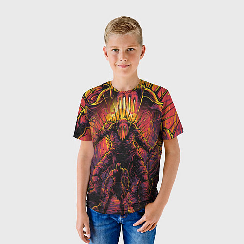 Детская футболка КРАТОС И БИТВА С БОССОМ, GOD OF WAR / 3D-принт – фото 3