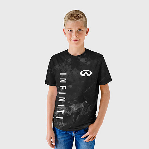 Детская футболка Infiniti, Инфинити Черно серый фон / 3D-принт – фото 3