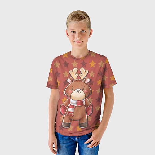 Детская футболка Милый олень в звездах / 3D-принт – фото 3