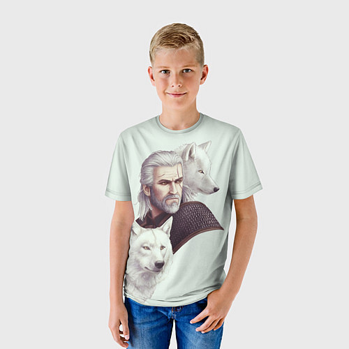 Детская футболка Ведьмак и белые волки / 3D-принт – фото 3
