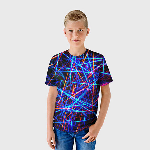 Детская футболка NEON LINES Glowing Lines Effect / 3D-принт – фото 3