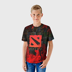 Футболка детская DOTA 2 ЛОГО В ОГНЕ, ПЕРСОНАЖИ, цвет: 3D-принт — фото 2