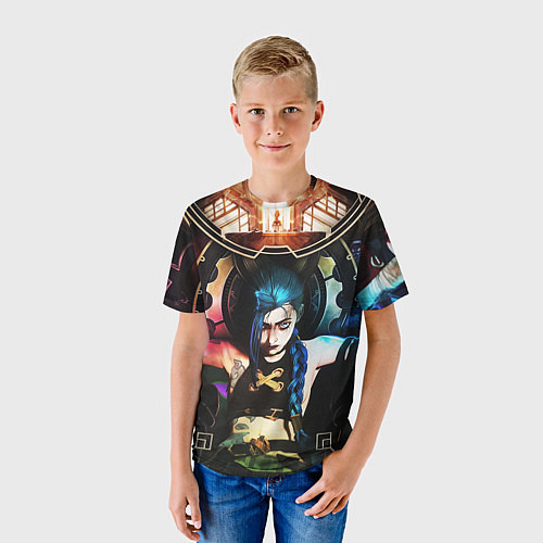 Детская футболка ARCANE JINX ОБЛОЖКА LEAGUE OF LEGENDS / 3D-принт – фото 3