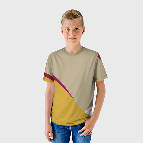 Детская футболка Линии На бежевом Фоне / 3D-принт – фото 3