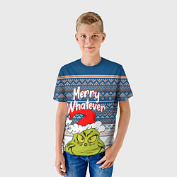 Футболка детская MERRY WHATEVER GRINCH, цвет: 3D-принт — фото 2