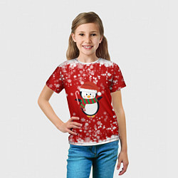 Футболка детская Пингвин в новогодней шапочке, цвет: 3D-принт — фото 2