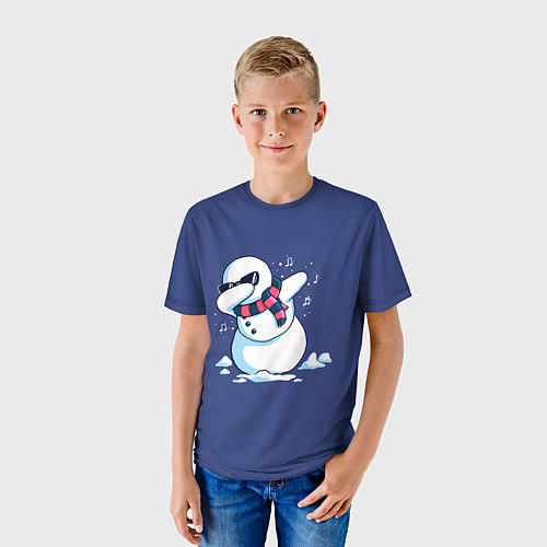 Детская футболка Dab Snowman in a scarf / 3D-принт – фото 3