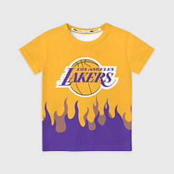 Футболка детская LA LAKERS NBA FIRE ЛЕЙКЕРС ОГОНЬ, цвет: 3D-принт