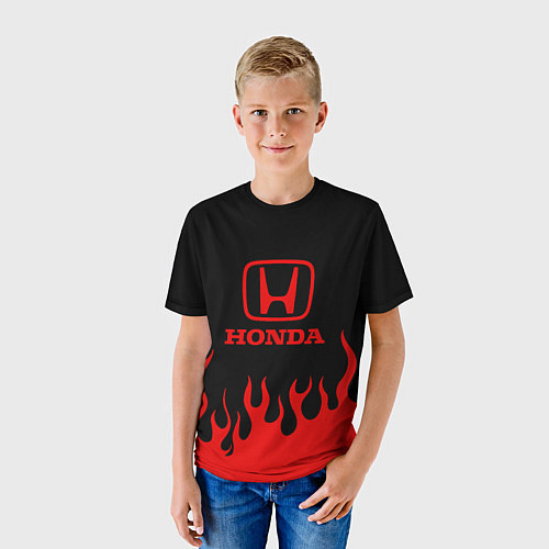 Детская футболка HONDA, ХОНДА КРАСНЫЙ ОГОНЬ / 3D-принт – фото 3