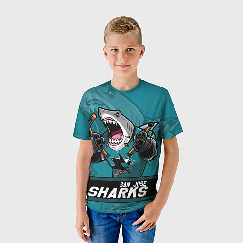 Детская футболка San Jose Sharks, Сан Хосе Шаркс / 3D-принт – фото 3