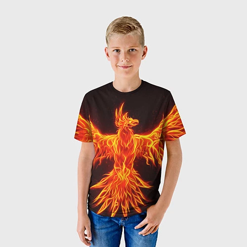 Детская футболка ОГНЕННЫЙ ФЕНИКС FIRE PHOENIX / 3D-принт – фото 3