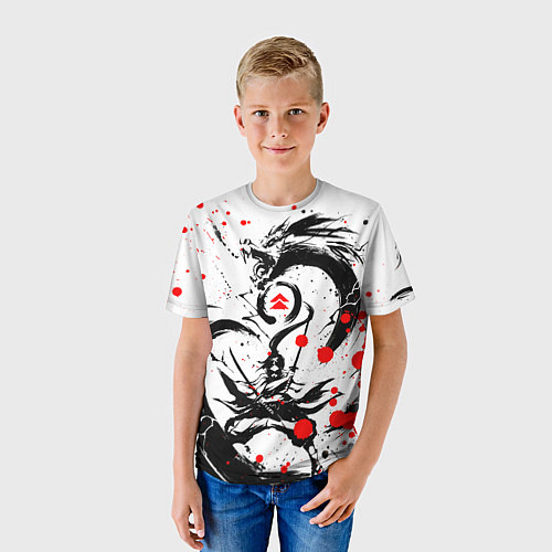 Детская футболка GHOST OF TSUSHIMA ДРАКОН НА СПИНЕ / 3D-принт – фото 3