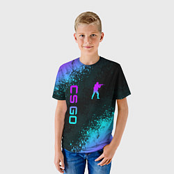 Футболка детская CS GO NEON SYMBOL STYLE SKIN КС ГО НЕОН, цвет: 3D-принт — фото 2